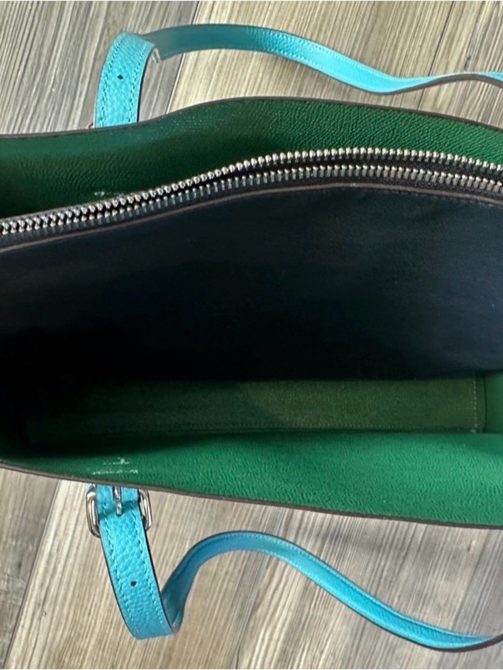 Coach Mollie Tote Large Pebble Leather in Turquoise Blue - Picture 4 of 6